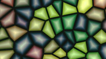 Realistic abstract looping animation of the moving fancy textured shining colorful polygonal mosaic pattern. soft motion. video