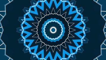 Geometric blue pattern kaleidoscope circle pattern mosaic background. classical mandala. video