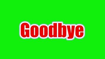 animated cartoon colorful goodbye text. green screen background. end screen. video
