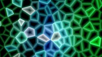 Realistic abstract looping animation of the moving fancy textured shining blue polygonal mosaic pattern. shiny neon line motion. video