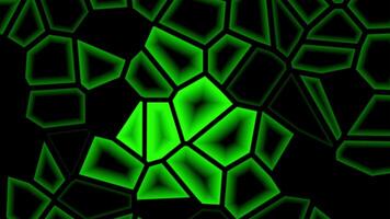 Realistic abstract looping animation of the moving fancy textured shining green polygonal mosaic pattern. dark light green motion. video