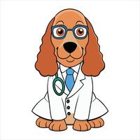 English cocker spanieldog doctor sitting and looking vector