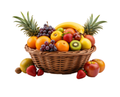 A basket of fruit on a table png