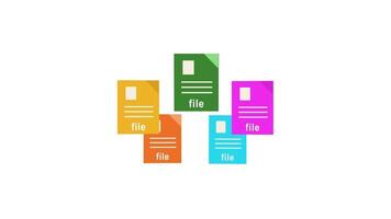 rotating animation file animation concept of selecting or saving important files with basic colors and white background. video