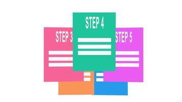 Work process animation icon. Step by step organization. Project management tool.3d rotating. video