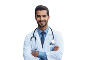 Isolated Young Doctor Standing with Hand Crossed Character Created By . png