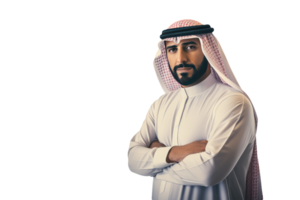 Isolated Handsome Sheikh Portrait with Arm CRossed Created By Charcter AI. png