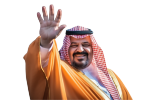 A Happy Middle Age Sheikh Man Showing Palm Created Character by . png