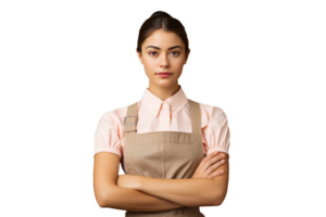 Charming Young Woman Wearing Uniform as Shirt with Apron. A Fictitious Character Created By . png