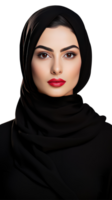 en arab ung kvinna i svart abaya, attraktiv närbild bild. . png