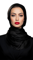 en arab ung kvinna i svart abaya, attraktiv närbild bild. . png