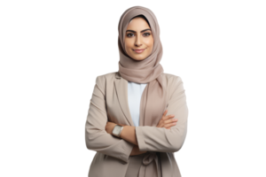 närbild bild av självsäker arab ung kvinna i hijab och jacka. . png