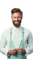 Handsome Smiling Beard Man Wearing Turquoise Dungaree. A Fictitious Character Created By . png