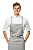 Charming Cheerful Cheery Man Wearing Uniform as Shirt with Apron. A Fictitious Character Created By . png