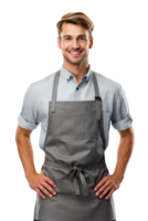 Charming Cheerful Cheery Man Wearing Uniform as Shirt with Apron. A Fictitious Character Created By . png