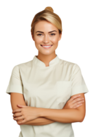 Smiling Young Woman with Bright Teeth and Golden Colored Hair. A Fictitious Character Created By . png