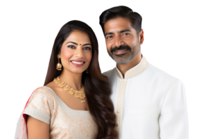 Happy Middle Age Indian Couple Hugging and Standing to Close in Tradiitonal Attire. A Fictitious Character Created By . png