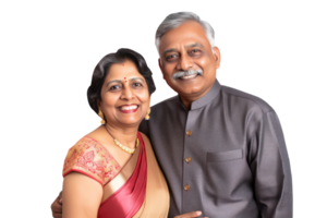 Happy Middle Age Indian Couple Hugging and Standing to Close in Tradiitonal Attire. A Fictitious Character Created By . png