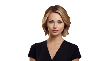 Short Golden Wedge Haircut Blonde Young Woman Character Created By . png