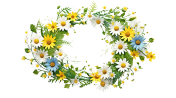 Beautiful Floral Wreath or Round Frame Adorned with Colorful Daisy Generative Photogenic . png
