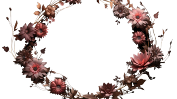 Beautiful Floral Wreath or Round Frame Adorned with Beige Flowe Photogenic . png