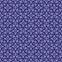 Intricately Designed Symmetrical Floral Pattern Japanese style with Interlocking Circular Motifs in Shades of Blue and Violet, Evoking a Classic and Elegant Aesthetic. vector