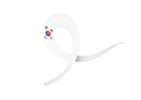 Flag Of South Korea Shiny Wavy Awareness Ribbon Flag Isolated 3d Illustration png