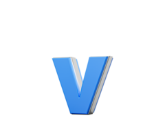Blue Small Letter v Alphabet v Gleams With Its Sleek Modern Design With Sharp Edges 3D Illustration png