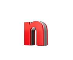 Vibrant Red Small Letter n Gleams With Its Sleek Metallic Design With Sharp Edges 3D Illustration png