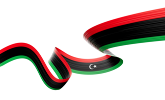 3d Flag Of Libya 3d Shiny Waving Libya Ribbon Flag On White Background 3d Illustration png