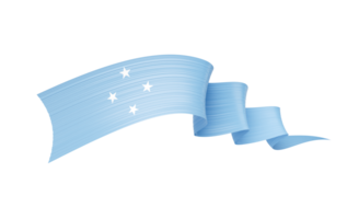 3d bandera de micronesia 3d brillante ondulación retorcido cinta bandera en blanco antecedentes 3d ilustración png