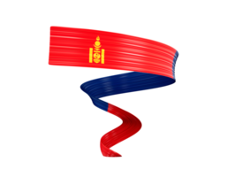 3d Flag Of Mongolia 3d Wavy Shiny Mongolia Ribbon Isolated On White Background 3d Illustration png
