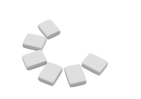 Collection Of Six White Erasers Arranged In Circular Pattern With Soft Rounded Edges 3D Illustration png