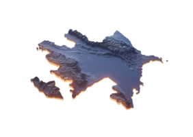 Illuminated Azerbaijan Data Map Highlighting Geographical Features Neon Glow Light 3D Illustration png