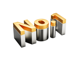 Number One No.1 Text Crafted In Silver And Gold Design With Radiant Metallic Finish 3D Illustration png
