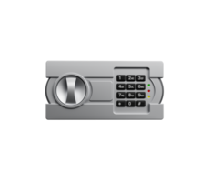 Metallic Finish Digital Safe with A Combination Lock And Circular Handle For Access 3D Illustration png