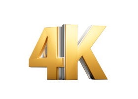 Golden 4K Text With Metallic Gleam Emphasizing Its Milestone Or Resolution Symbolism 3D Illustration png