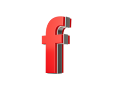 Vibrant Red Small Letter f Gleams With Its Sleek Metallic Design With Sharp Edges 3D Illustration png