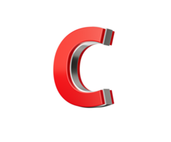 Vibrant Red Capital Letter C Gleams With Its Sleek Design Bold Font With Sharp Edges 3D Illustration png