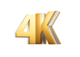 Golden 4K Text With Metallic Gleam Emphasizing Its Milestone Or Resolution Symbolism 3D Illustration png