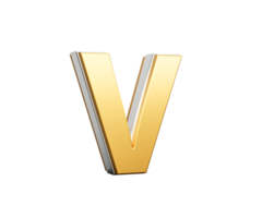 Golden Capital Letter V Gleams With Sleek Modern Design Bold Font With Sharp Edges 3D Illustration png