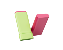 Glow Tinted Pink Blush Stick In Lime Green Casing With Glossy Pink Cap For Cheeks 3D Illustration png