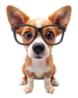 Cute Pup with Glasses on and Tail Wagging png