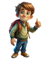 Smiling Boy with Backpack Thumbs Up Gesture png