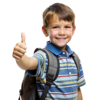 Kid with Backpack Showing Thumbs Up Gesture png