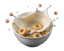 Healthy Breakfast Cereal with Splashing Milk png