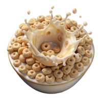 Milk Splashing Over Vibrant Cereal Bowl png