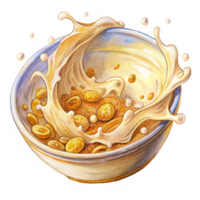 Energy-Packed Cereal with Splash of Milk png