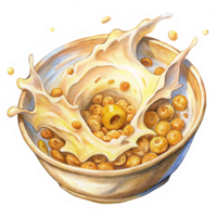 Breakfast Delight Cereal with Milk Splash png