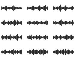 Podcast sound waves and audio soundwave of voice message records, icons. Podcast sound waves for online audio streaming and podcasting or music player and mobile phone voice message soundwaves vector